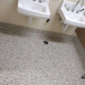 park restroom sinks and floor drain concrete coating