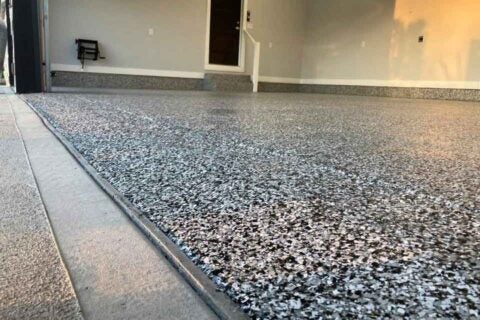 Decorative flake garage floor in Mason Ohio